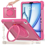 For iPad Air 13 (2026) / (2025) / (2024) / Pro 12.9 (2022) / (2021) / (2020) / (2018) Case Rotary Kickstand Cover with Shoulder Strap