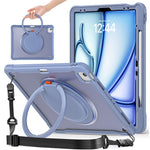 For iPad Air 13 (2026) / (2025) / (2024) / Pro 12.9 (2022) / (2021) / (2020) / (2018) Case Rotary Kickstand Cover with Shoulder Strap