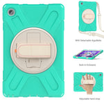 For Lenovo Tab M10 Plus (3rd Gen) / Xiaoxin Pad 2022 10.6 inch TB-125F / TB-128F 360 Degree Rotatable Hand Strap Tablet Case PC + Silicone Kickstand Cover with Shoulder Strap