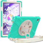 For Lenovo Tab M10 Plus (3rd Gen) / Xiaoxin Pad 2022 10.6 inch TB-125F / TB-128F 360 Degree Rotatable Hand Strap Tablet Case PC + Silicone Kickstand Cover with Shoulder Strap
