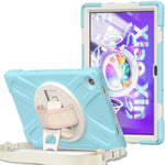 For Lenovo Tab M10 Plus (3rd Gen) / Xiaoxin Pad 2022 10.6 inch TB-125F / TB-128F 360 Degree Rotatable Hand Strap Tablet Case PC + Silicone Kickstand Cover with Shoulder Strap