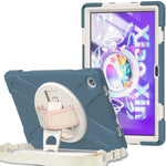 For Lenovo Tab M10 Plus (3rd Gen) / Xiaoxin Pad 2022 10.6 inch TB-125F / TB-128F 360 Degree Rotatable Hand Strap Tablet Case PC + Silicone Kickstand Cover with Shoulder Strap