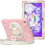 For Lenovo Tab M10 Plus (3rd Gen) / Xiaoxin Pad 2022 10.6 inch TB-125F / TB-128F 360 Degree Rotatable Hand Strap Tablet Case PC + Silicone Kickstand Cover with Shoulder Strap