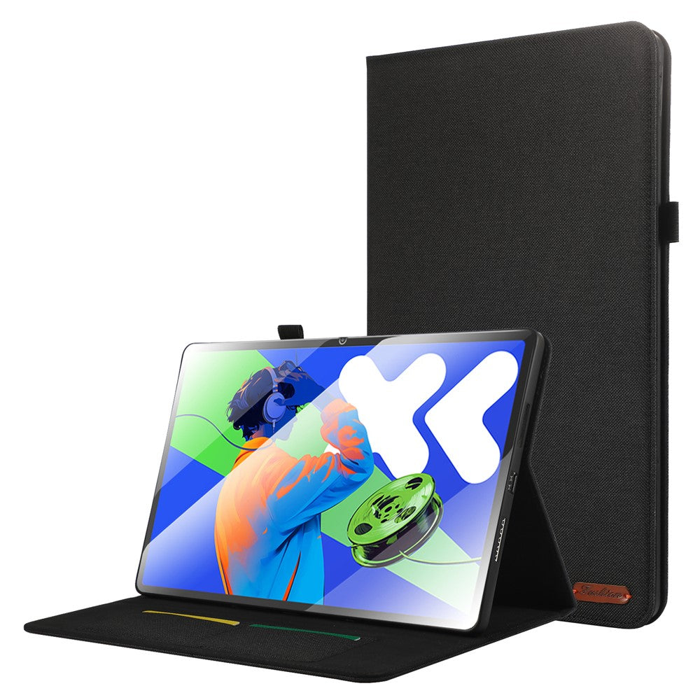 For Lenovo Xiaoxin Pad Pro 12.7 inch Leather Case Card Holder Cloth Texture Tablet Stand Cover