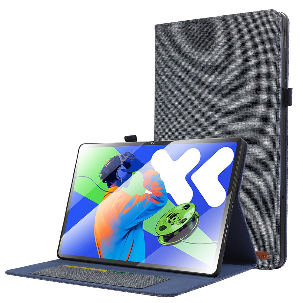 For Lenovo Xiaoxin Pad Pro 12.7 inch Leather Case Card Holder Cloth Texture Tablet Stand Cover