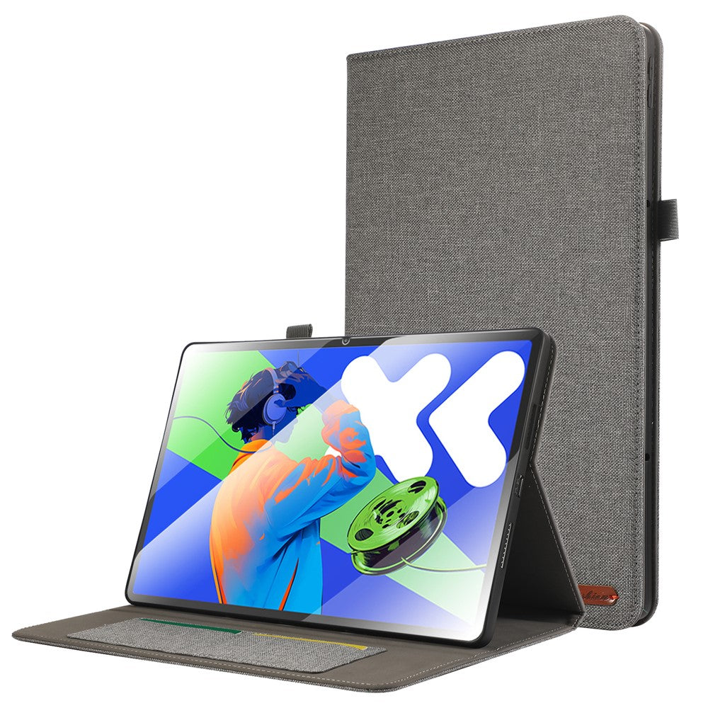 For Lenovo Xiaoxin Pad Pro 12.7 inch Leather Case Card Holder Cloth Texture Tablet Stand Cover