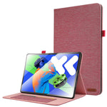 For Lenovo Xiaoxin Pad Pro 12.7 inch Leather Case Card Holder Cloth Texture Tablet Stand Cover