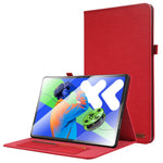 For Lenovo Xiaoxin Pad Pro 12.7 inch Leather Case Card Holder Cloth Texture Tablet Stand Cover