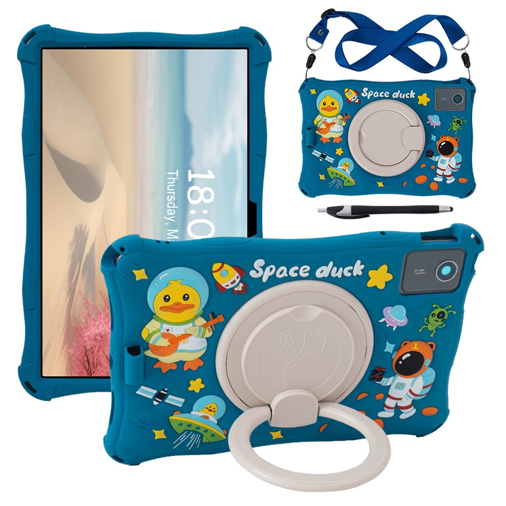 For Lenovo Tab M11 TB330FU / 331FC / Xiaoxin Pad 11 2024 Case with Shoulder Strap Kickstand Cartoon Silicone Cover