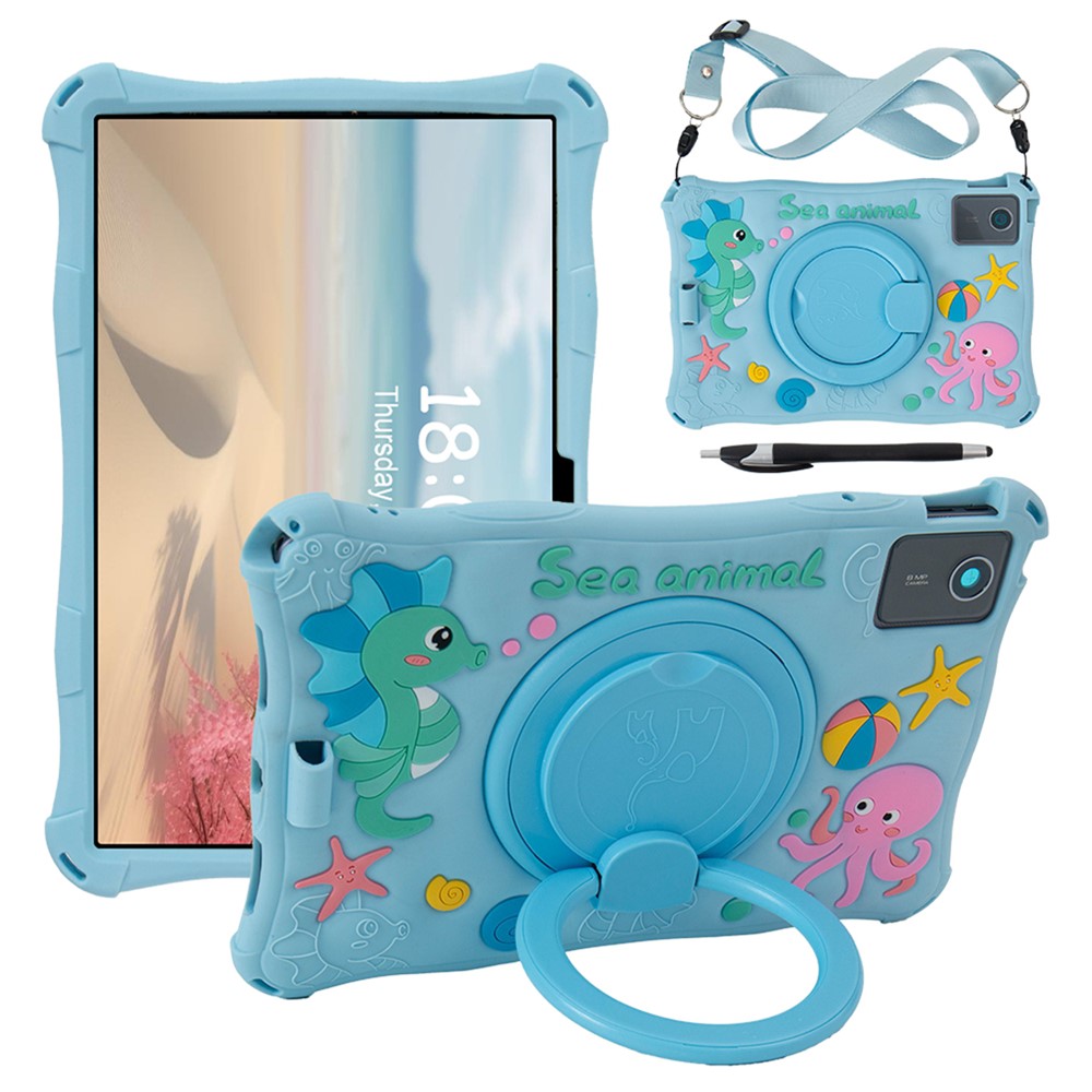 For Lenovo Tab M11 TB330FU / 331FC / Xiaoxin Pad 11 2024 Case with Shoulder Strap Kickstand Cartoon Silicone Cover