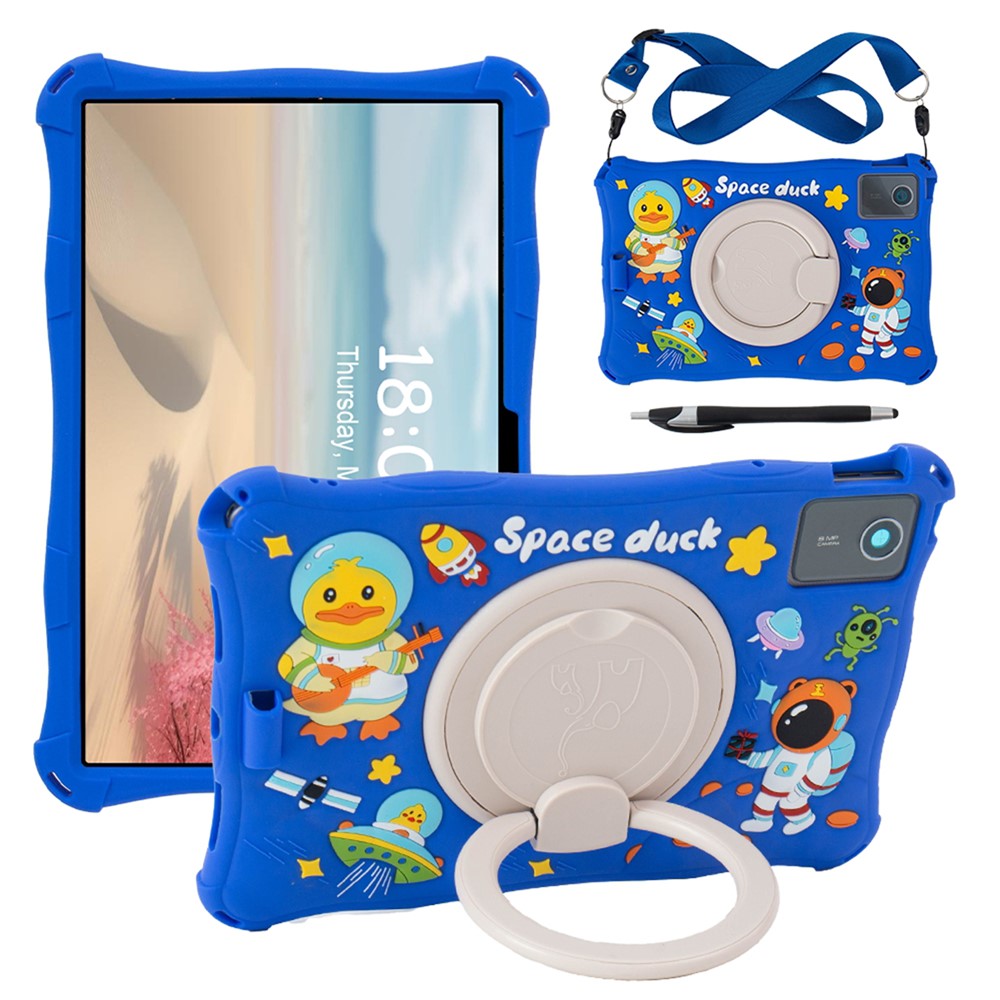 For Lenovo Tab M11 TB330FU / 331FC / Xiaoxin Pad 11 2024 Case with Shoulder Strap Kickstand Cartoon Silicone Cover