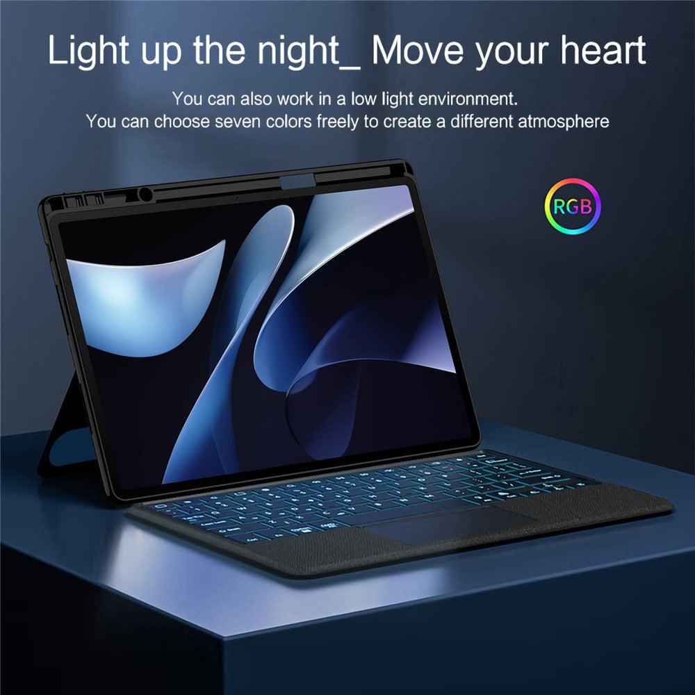 For Huawei MatePad Air (2024) Leather Case + Bluetooth-compatible Keyboard with Backlight Trackpad