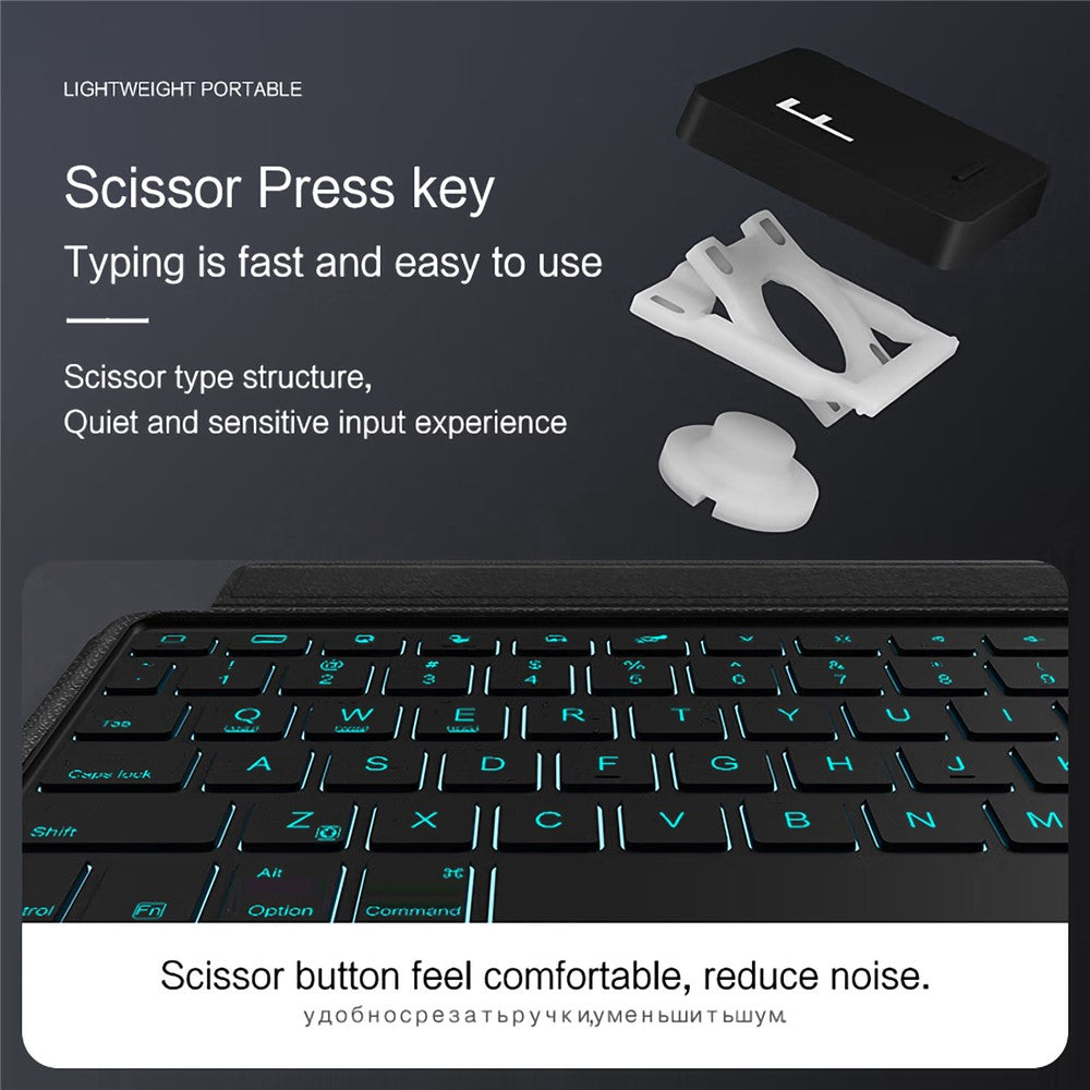 For Huawei MatePad Air (2024) Leather Case + Bluetooth-compatible Keyboard with Backlight Trackpad