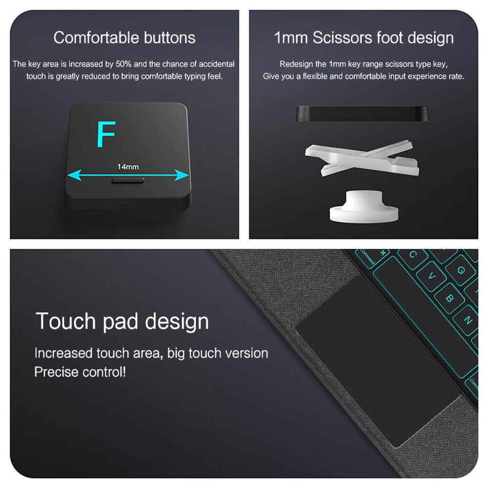 For Huawei MatePad Air (2024) Leather Case + Bluetooth-compatible Keyboard with Backlight Trackpad