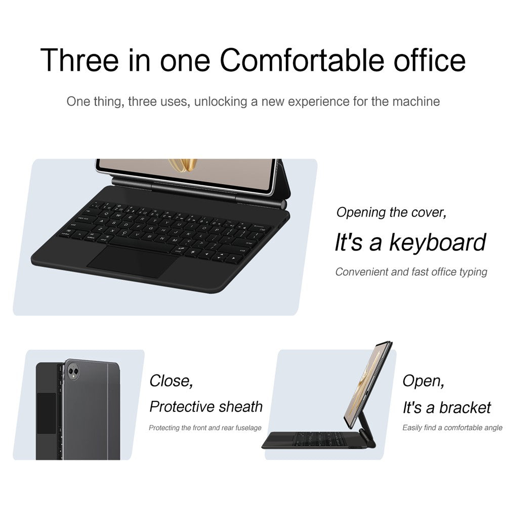 For Huawei MatePad Pro 12.2 (2024) Magnetic Floating Bluetooth-compatible Keyboard + Leather Tablet Case
