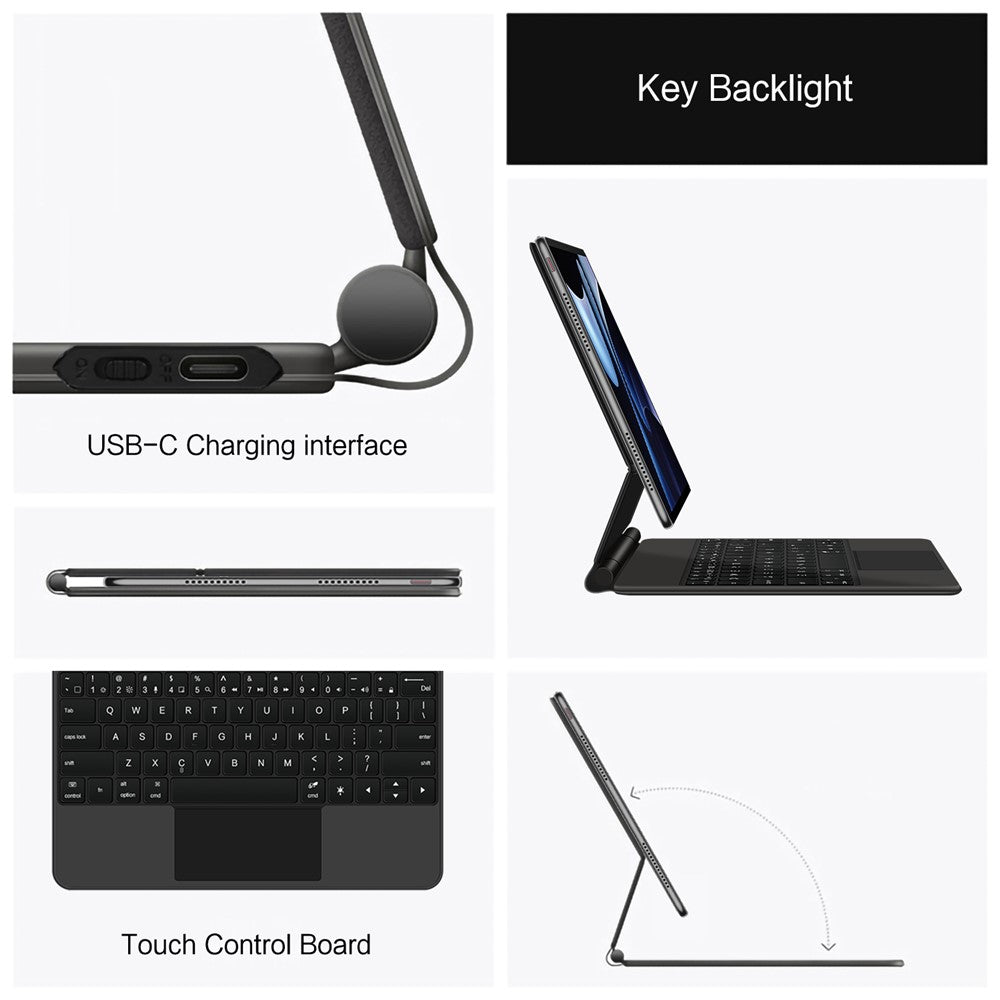 For Huawei MatePad Air (2024) Magnetic Floating Bluetooth-compatible Keyboard + Leather Tablet Case