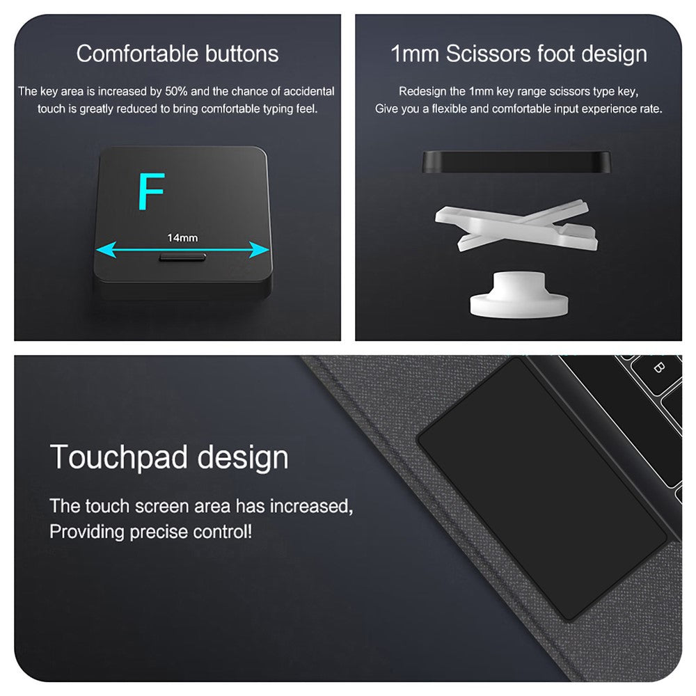 For vivo Pad3 Leather Case + Bluetooth-compatible Keyboard with Backlight Trackpad