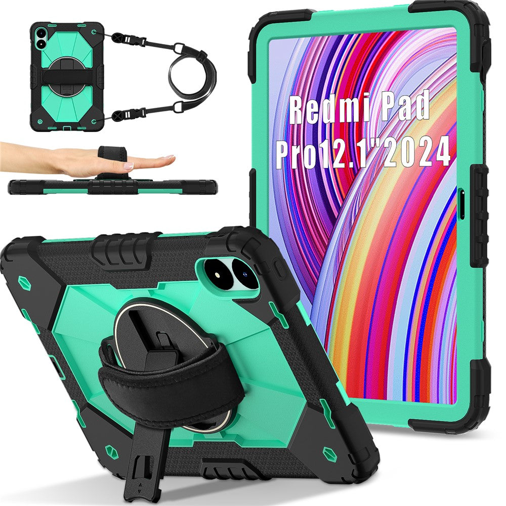 For Xiaomi Redmi Pad Pro 5G / Pad Pro / Poco Pad 4G Case Kickstand Silicone+PC Tablet Cover with Shoulder Strap