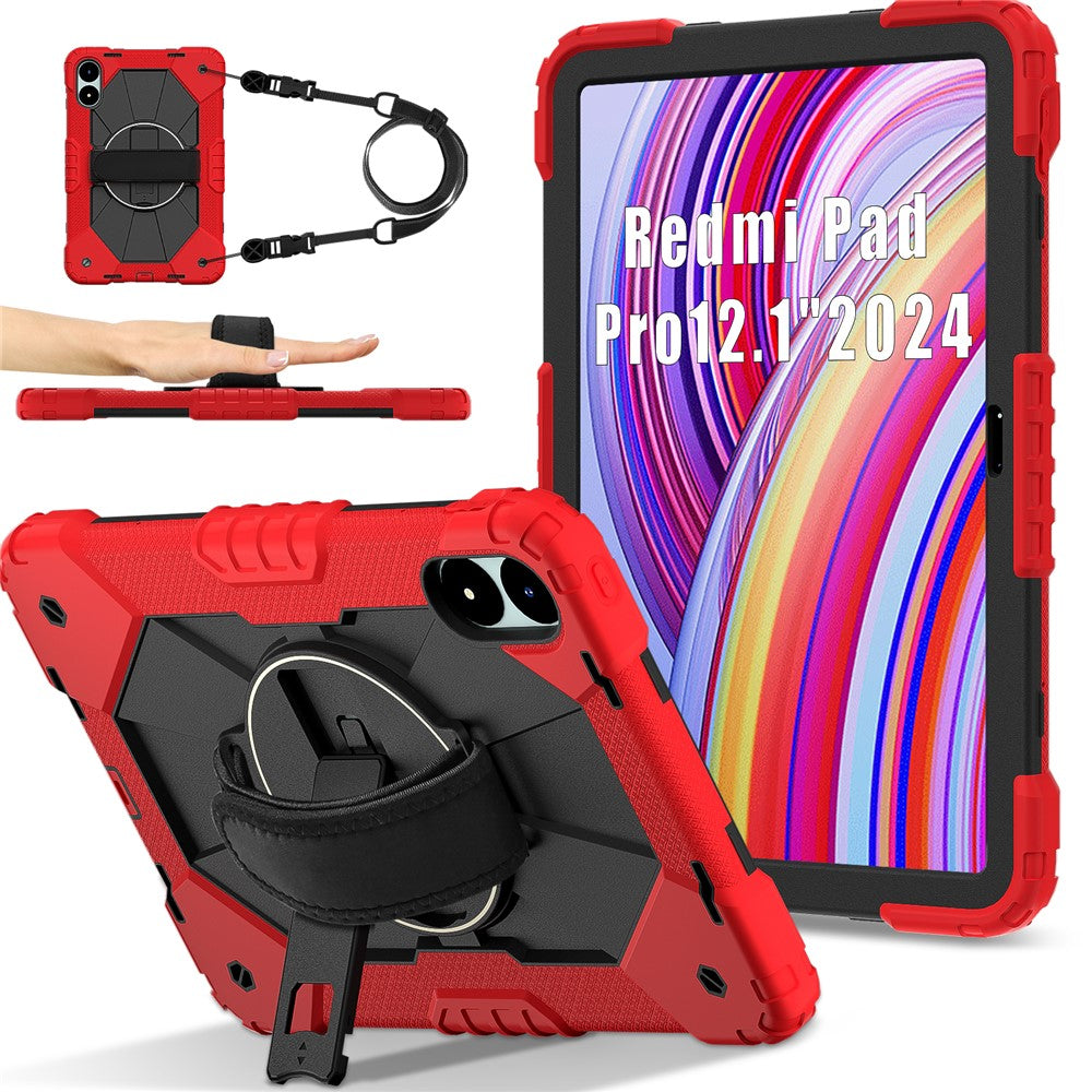 For Xiaomi Redmi Pad Pro 5G / Pad Pro / Poco Pad 4G Case Kickstand Silicone+PC Tablet Cover with Shoulder Strap