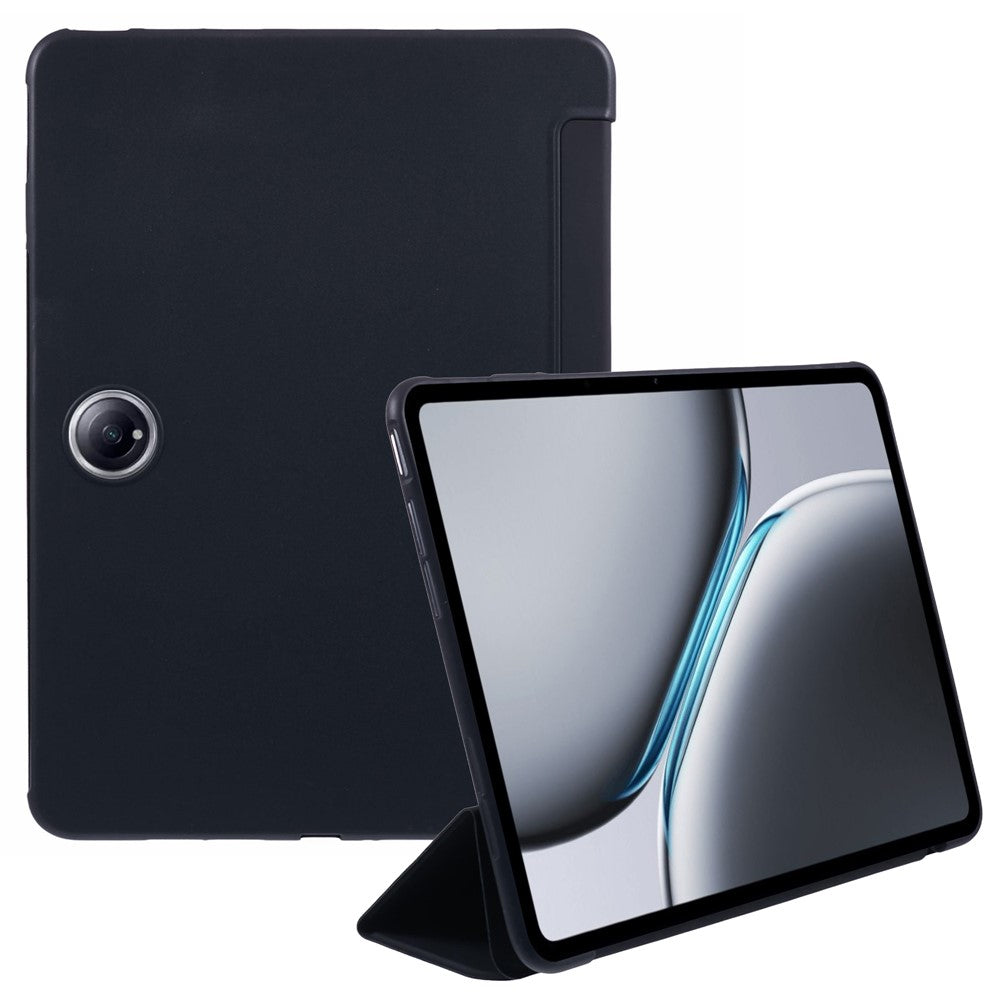 For OnePlus Pad 2 Case PU Leather+Silicone Tri-Fold Stand Tablet Cover