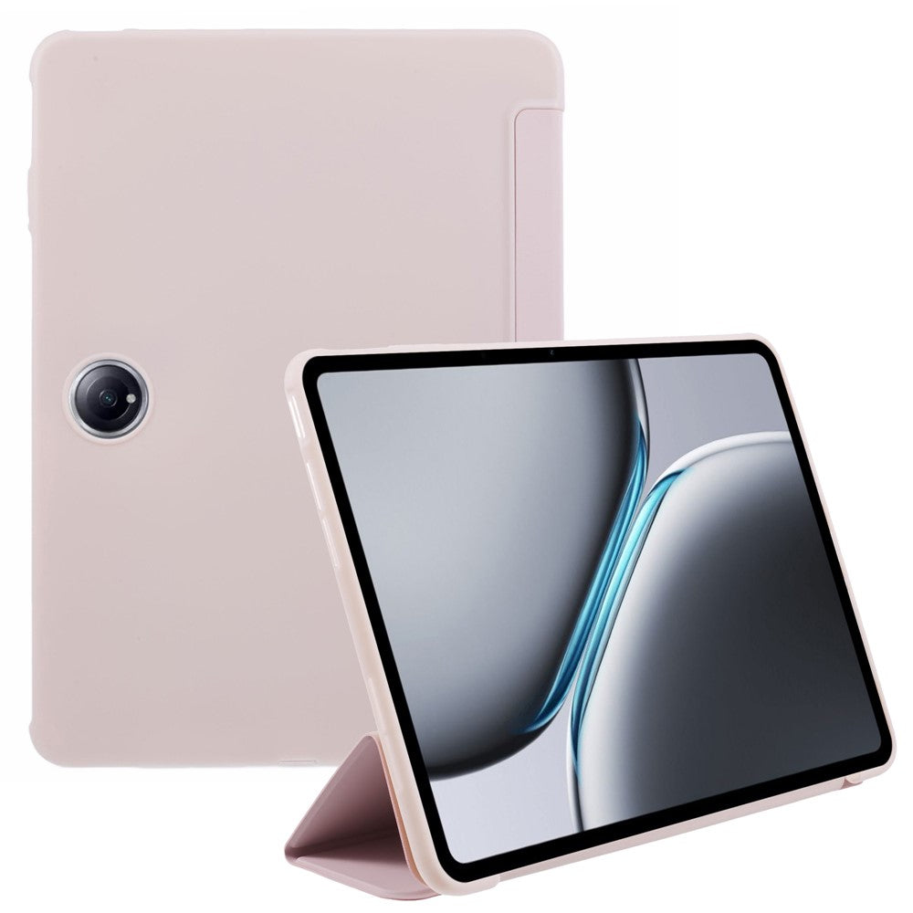 For OnePlus Pad 2 Case PU Leather+Silicone Tri-Fold Stand Tablet Cover
