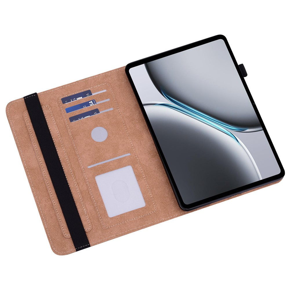 For OnePlus Pad 2 / Pad Pro Case Line Imprinted PU Leather Card Holder Tablet Stand Cover