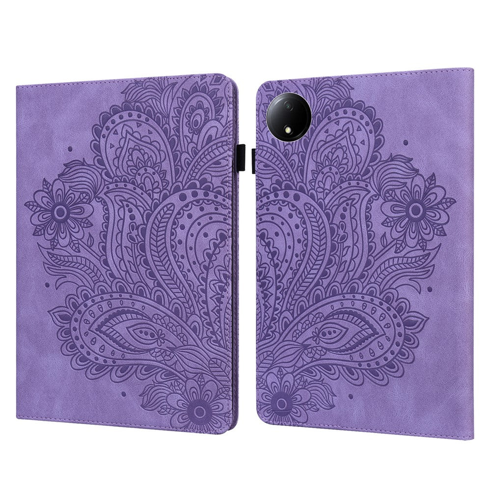 For Xiaomi Redmi Pad SE 4G 8.7 inch Case Peacock Flower Pattern Card Holder Leather Tablet Cover