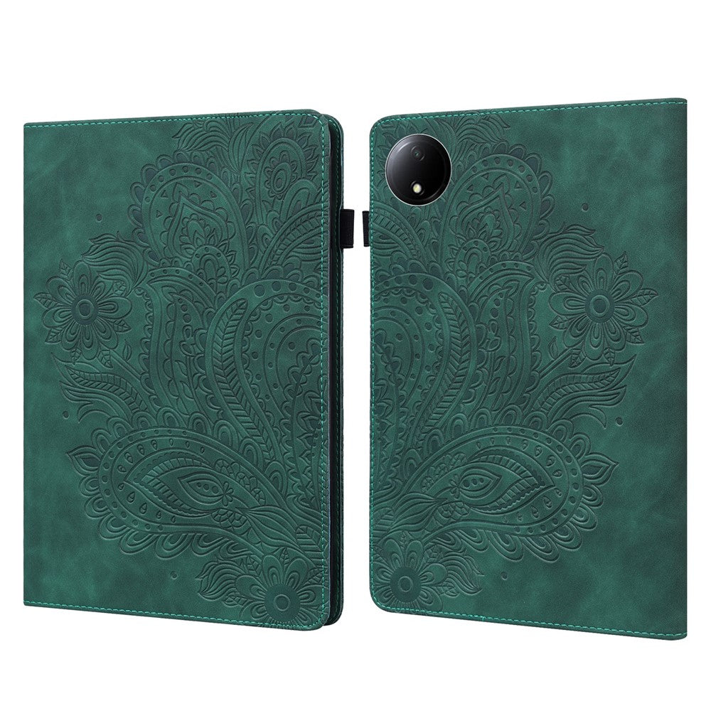 For Xiaomi Redmi Pad SE 4G 8.7 inch Case Peacock Flower Pattern Card Holder Leather Tablet Cover
