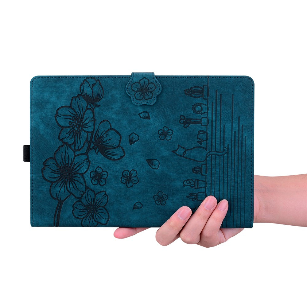 For OnePlus Pad Pro / Pad 2 Case Card Slots Leather Tablet Stand Folio Cover Flower Cat