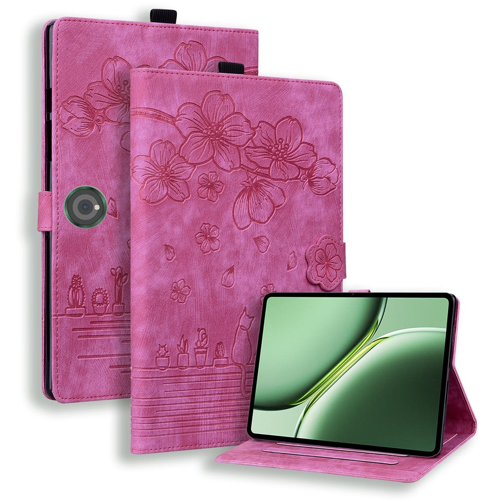 OnePlus Pad Pro / Pad 2 Fodral Korthållare Läder Surfplatta Stativ Folio Fodral Blomma Katt