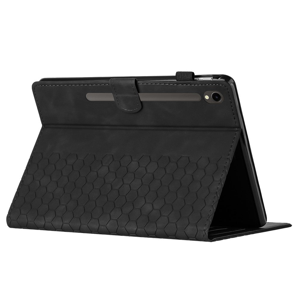 For Samsung Galaxy Tab S10 FE / S9 FE / S9 Case Honeycomb Printed Leather Tablet Cover with Card Slot