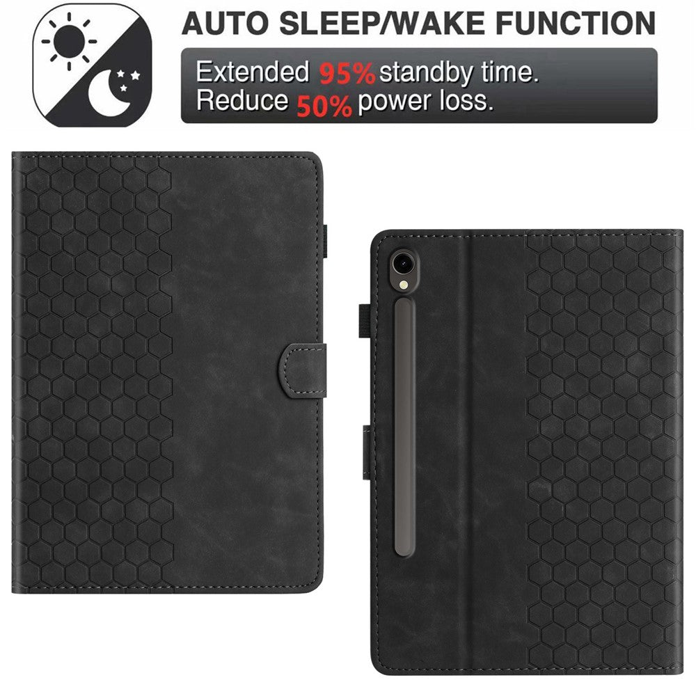 For Samsung Galaxy Tab S10 FE / S9 FE / S9 Case Honeycomb Printed Leather Tablet Cover with Card Slot