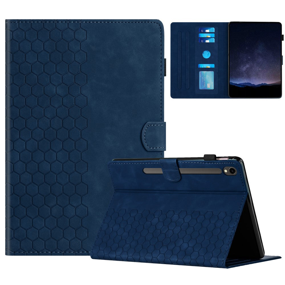 For Samsung Galaxy Tab S10 FE / S9 FE / S9 Case Honeycomb Printed Leather Tablet Cover with Card Slot