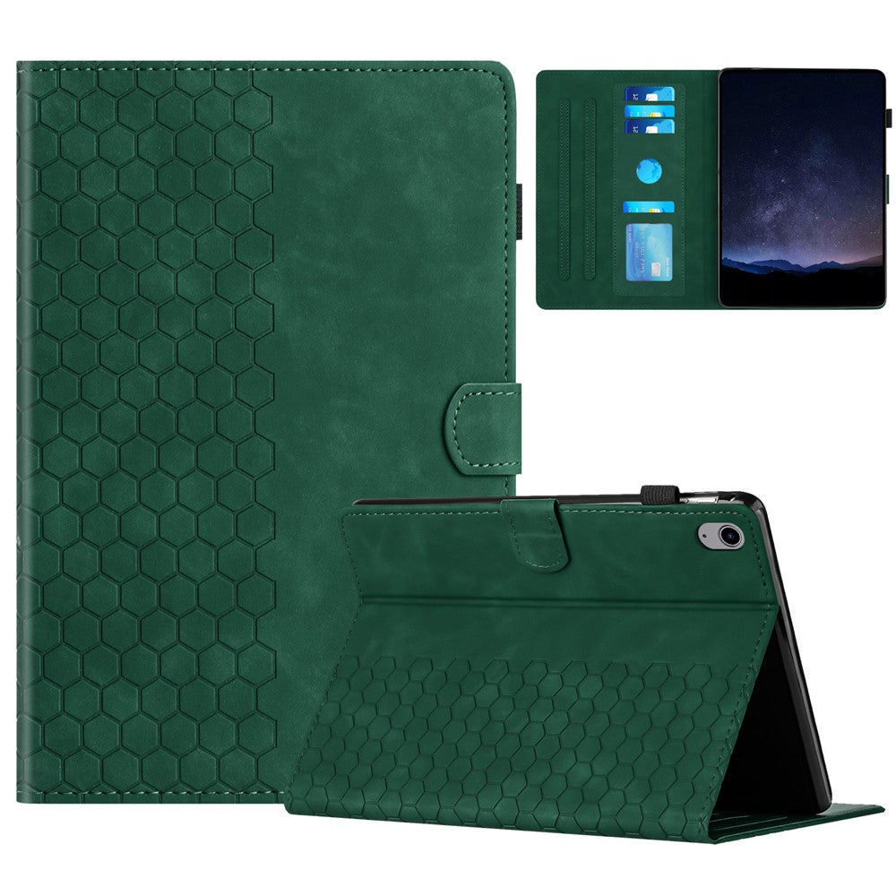For Lenovo Tab P11 Case Honeycomb Printed Leather Tablet Cover with Card Slot