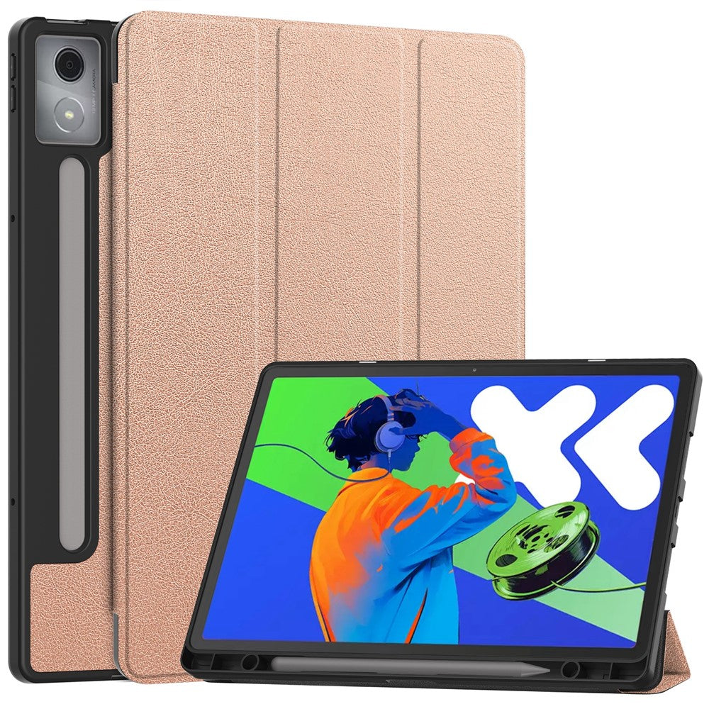 For Lenovo Xiaoxin Pad Pro 12.7 (2025) Stand Case Shock-Absorbent Leather Tablet Cover with Pen Slot