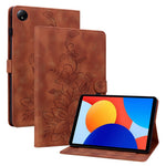 For Xiaomi Redmi Pad SE 4G 8.7 inch Case Lily Flower Imprint Card Slots Leather Tablet Cover