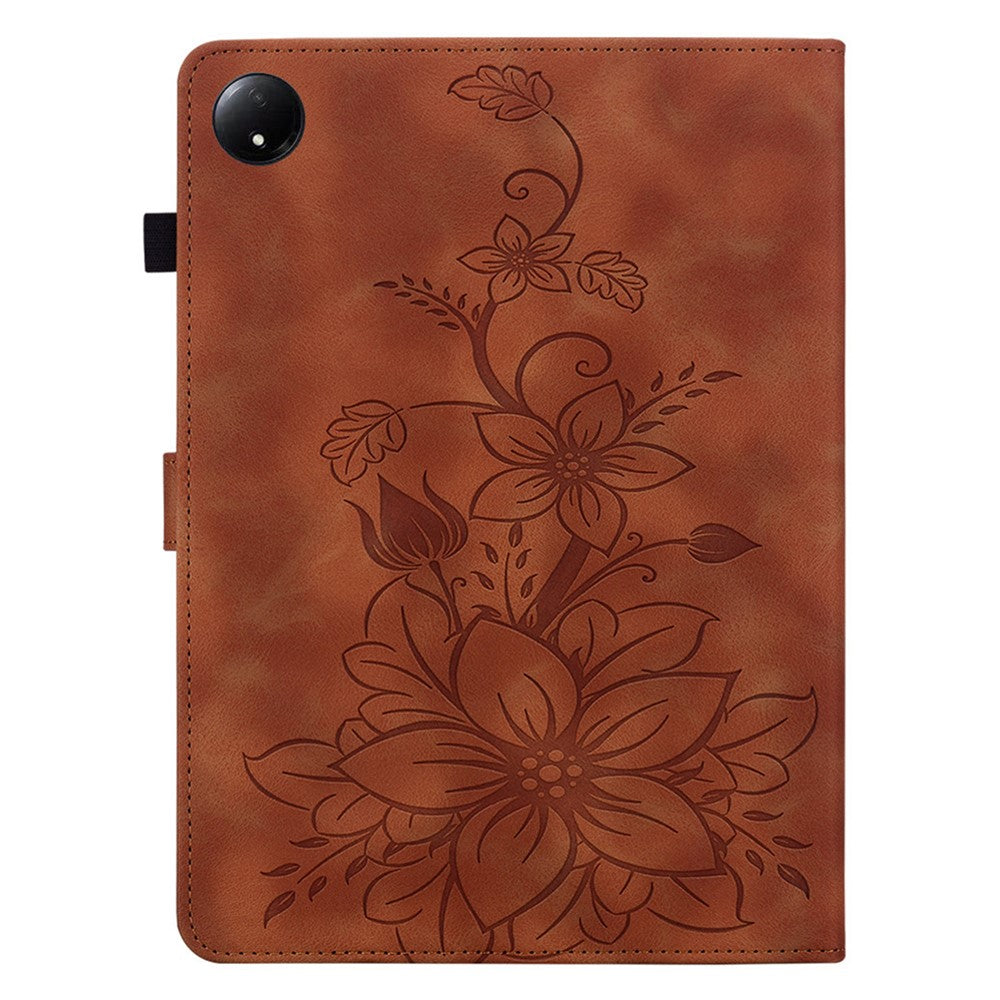 For Xiaomi Redmi Pad SE 4G 8.7 inch Case Lily Flower Imprint Card Slots Leather Tablet Cover