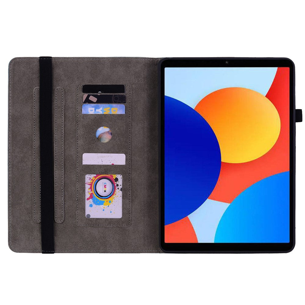 Xiaomi Redmi Pad SE 4G 8,7 tums fodral med korthållare, reptåligt läderfodral, rosblommatryck