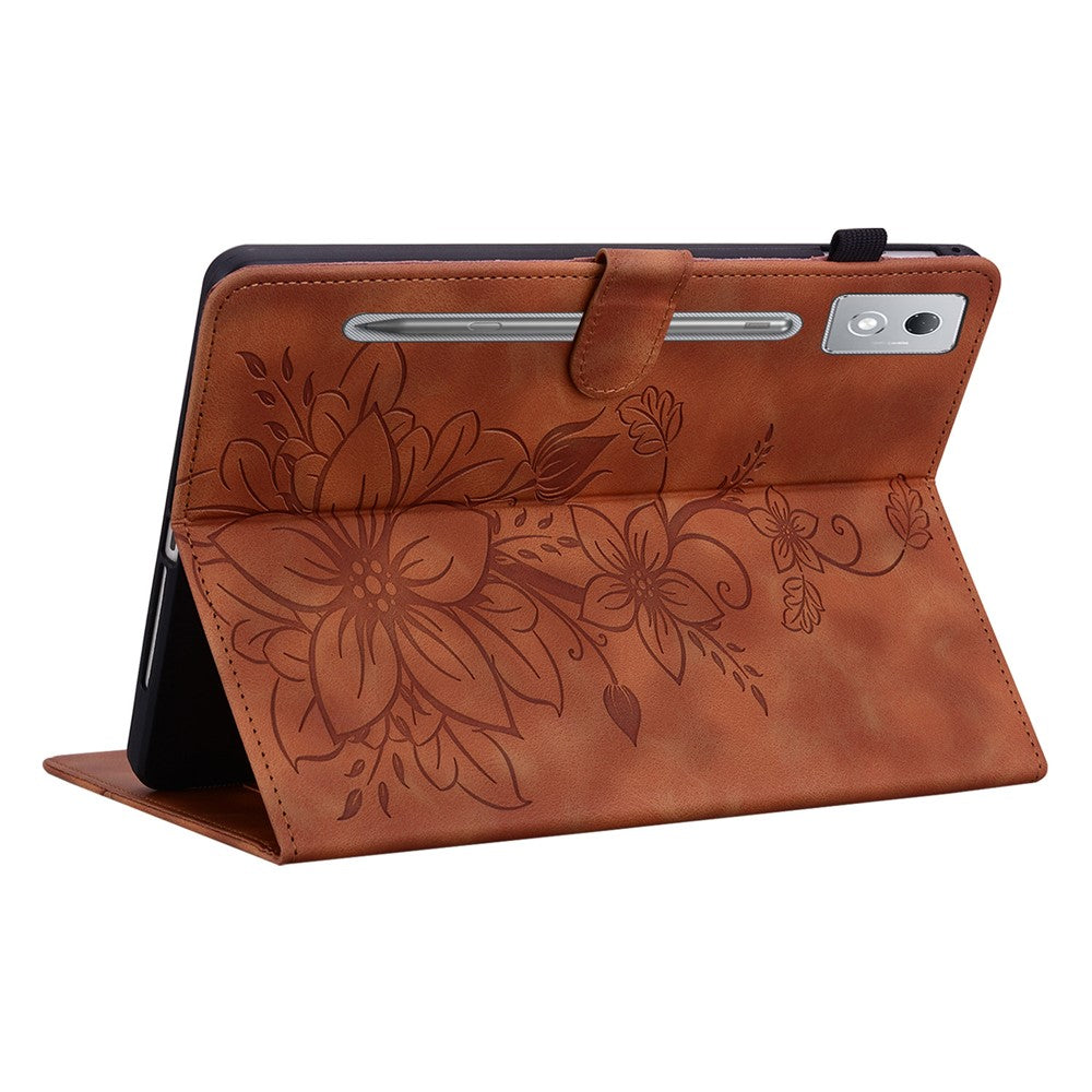 For Lenovo Tab P12 Pro 12.7 2025 / Xiaoxin Pad Pro 12.7 (2025) Case Lily Flower Imprint Card Slots Leather Tablet Cover