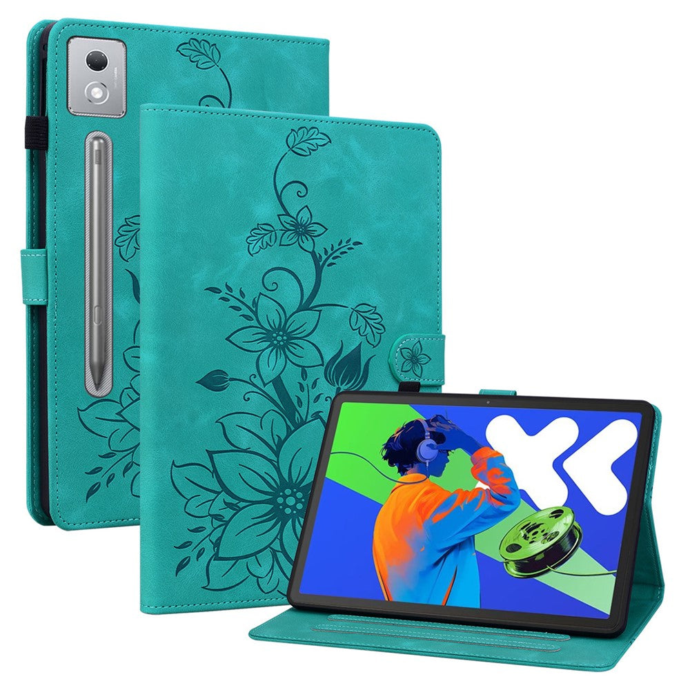 For Lenovo Tab P12 Pro 12.7 2025 / Xiaoxin Pad Pro 12.7 (2025) Case Lily Flower Imprint Card Slots Leather Tablet Cover