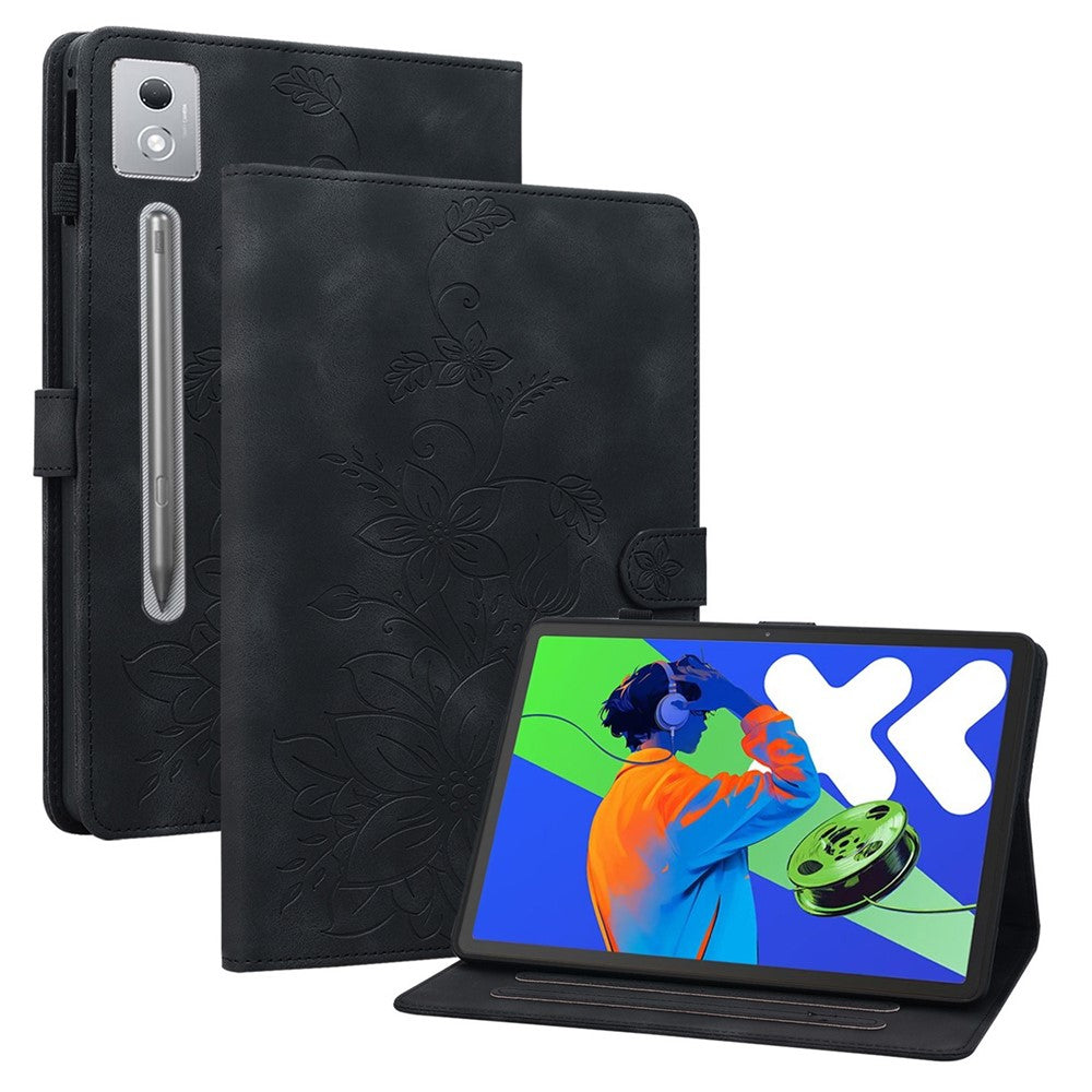 For Lenovo Tab P12 Pro 12.7 2025 / Xiaoxin Pad Pro 12.7 (2025) Case Lily Flower Imprint Card Slots Leather Tablet Cover