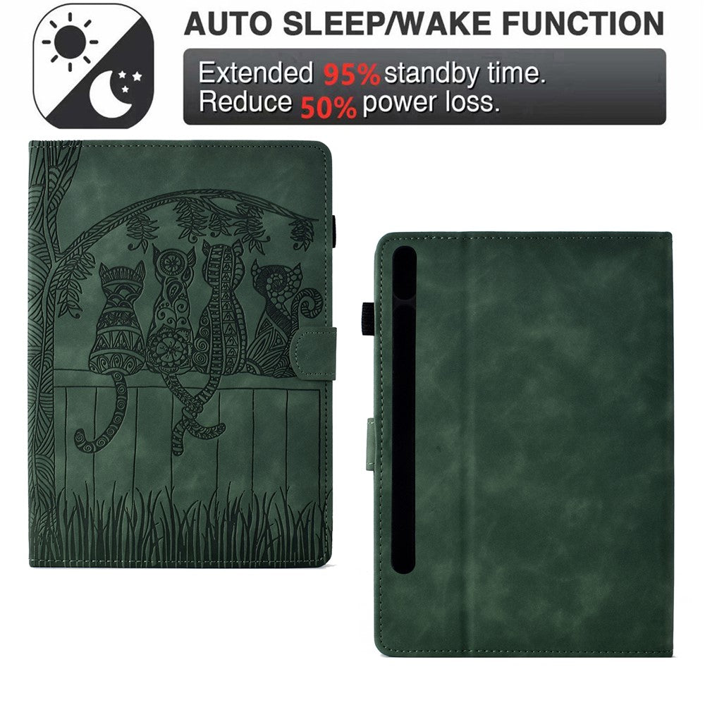 For Samsung Galaxy Tab S9 Case Cats Imprinted PU Leather Card Slots Tablet Cover