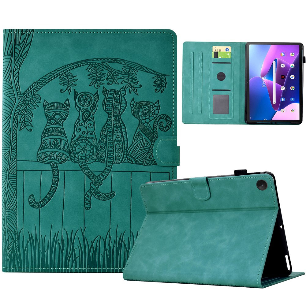 For Lenovo Tab M10 (Gen 3) Case Cats Imprinted PU Leather Card Slots Tablet Cover