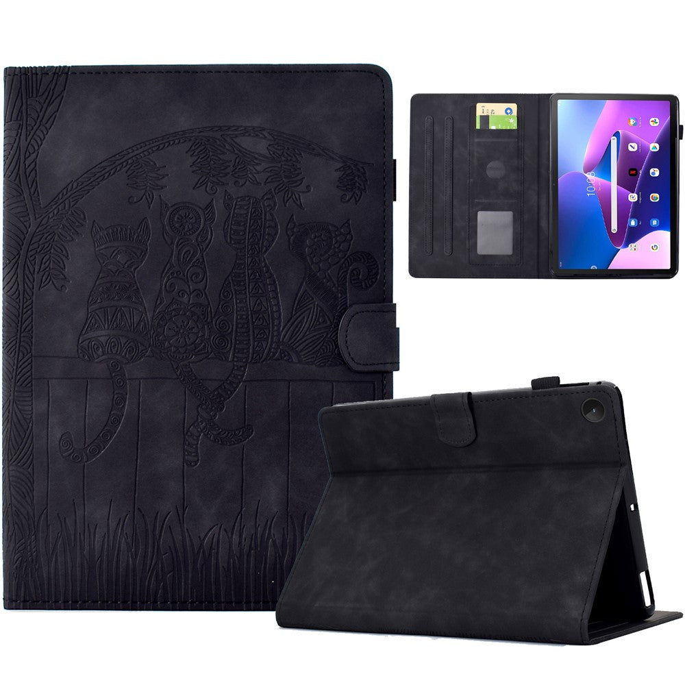 For Lenovo Tab M10 Plus (3rd Gen) Case Cats Imprinted PU Leather Card Slots Tablet Cover