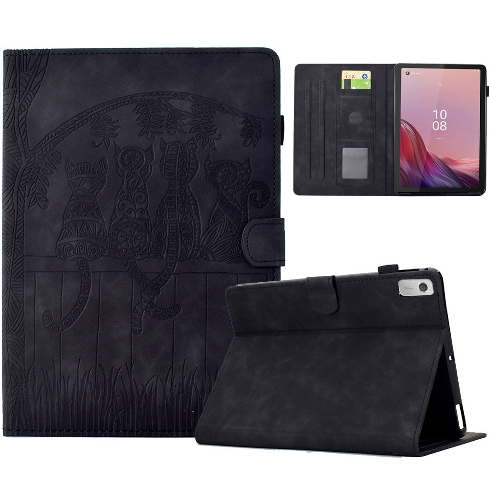 For Lenovo Tab M9 TB-310FU Case Cats Imprinted PU Leather Card Slots Tablet Cover