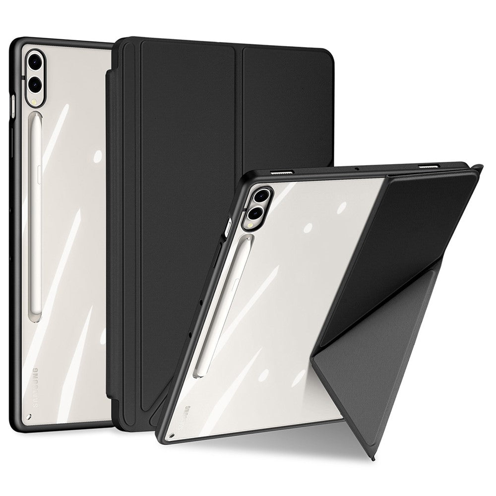 DUX DUCIS Magi Series for Samsung Galaxy Tab S10+ / S9+ / S9 FE+ Case Origami Stand Leather+PC+TPU Clear Back Cover