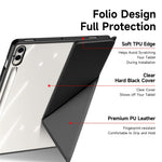 DUX DUCIS Magi Series for Samsung Galaxy Tab S10+ / S9+ / S9 FE+ Case Origami Stand Leather+PC+TPU Clear Back Cover
