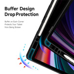 DUX DUCIS Magi Series for Samsung Galaxy Tab S10+ / S9+ / S9 FE+ Case Origami Stand Leather+PC+TPU Clear Back Cover