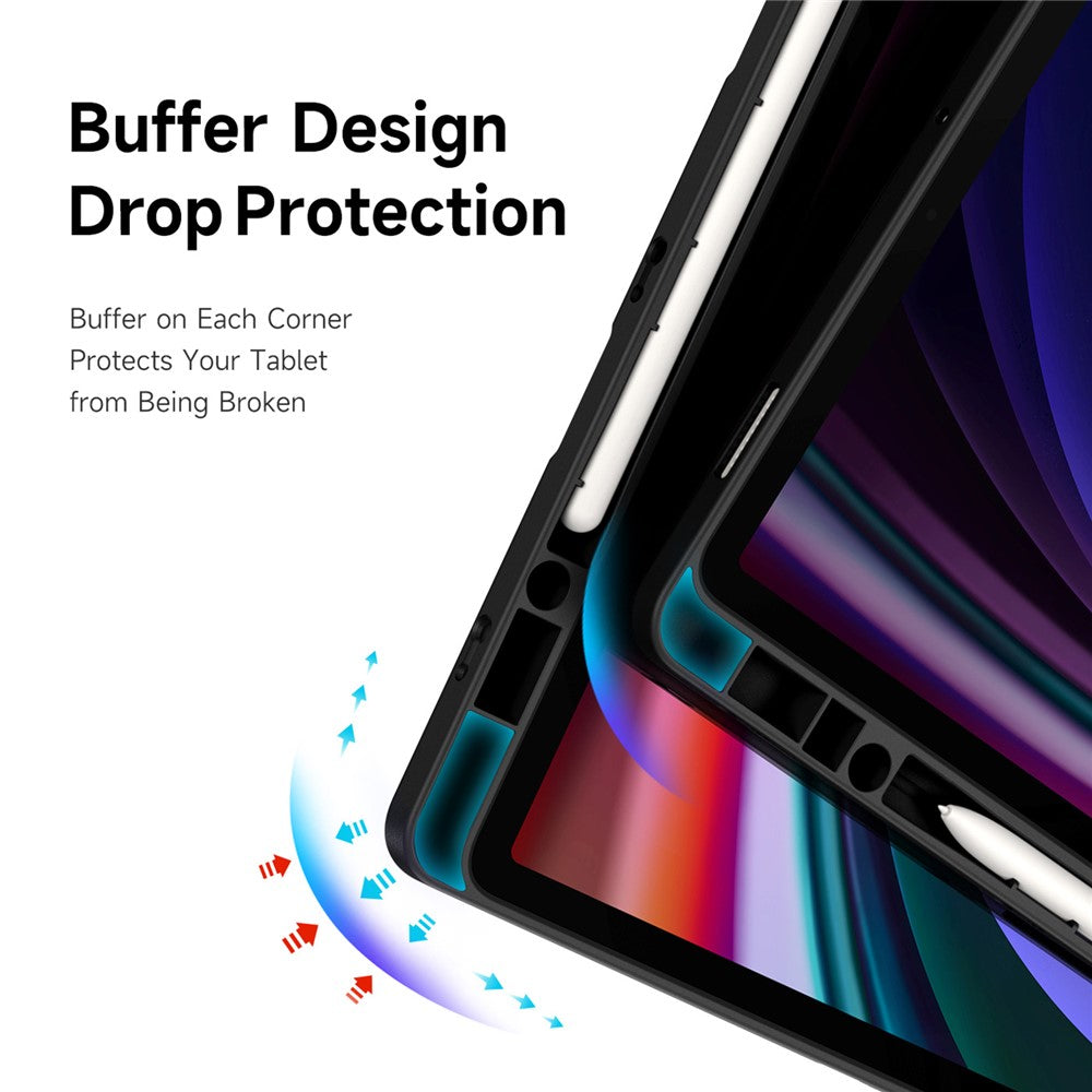 DUX DUCIS Magi Series for Samsung Galaxy Tab S10+ / S9+ / S9 FE+ Case Origami Stand Leather+PC+TPU Clear Back Cover