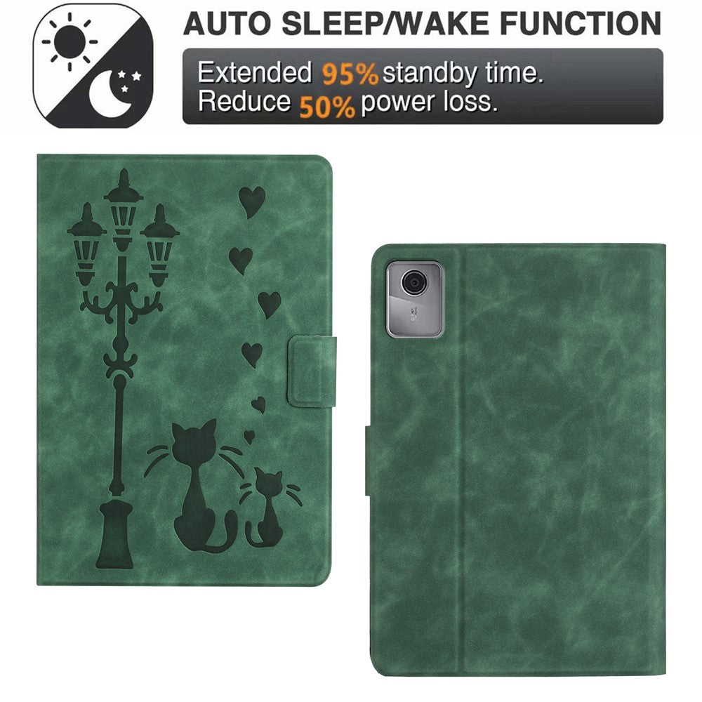 For Lenovo Tab M11 / Xiaoxin Pad 11 2024 TB-330FU Case Couple Cat Imprinted Microfiber Leather Smart Tablet Cover